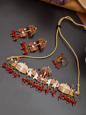 Gold plated pearl  temple jewellery set for women 1
