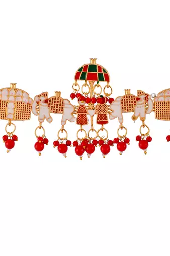 Gold plated pearl  temple jewellery set for women