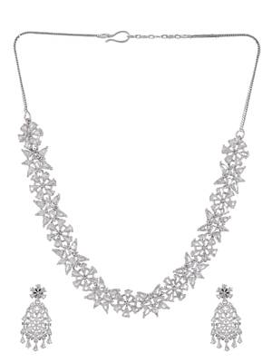 Silver plated american diamond classic  jewellery set 3
