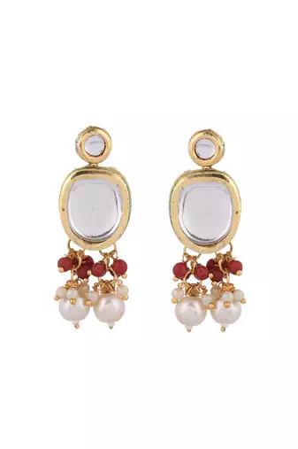 Gold plated pearl kundan jewellery set