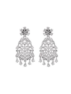 Silver plated american diamond classic  jewellery set 4