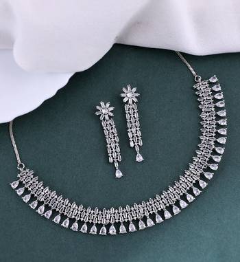 Cubic zirconia silver plated jewellery set 1
