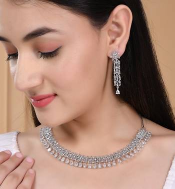 Cubic zirconia silver plated jewellery set 2