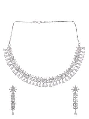 Cubic zirconia silver plated jewellery set 3
