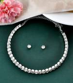 Silver plated cz jewellery set