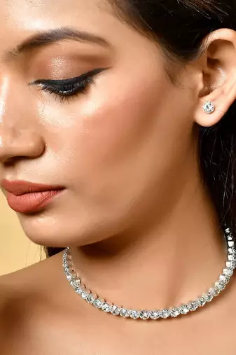 Silver plated cz jewellery set