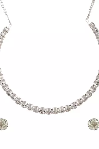 Silver plated cz jewellery set