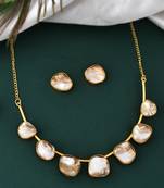 Gold plated mother of pearl kundan  jewellery set