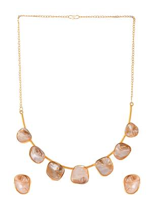 Gold plated mother of pearl kundan  jewellery set 3