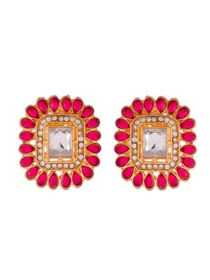 Gold plated & red stone studded choker ad jewellery set 4