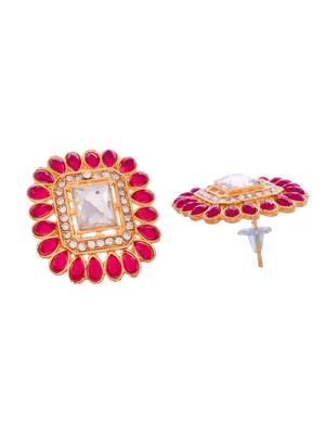 Gold plated & red stone studded choker ad jewellery set 5