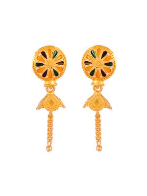 Gold plated handcrafted meenakari floral temple jewellery set 4