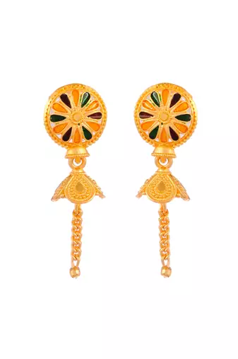 Gold plated handcrafted meenakari floral temple jewellery set