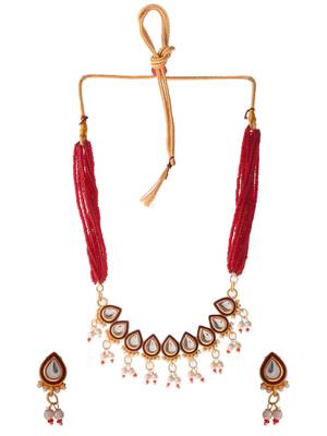 Gold plated kundan stones ethnic necklace jewellery set. 2