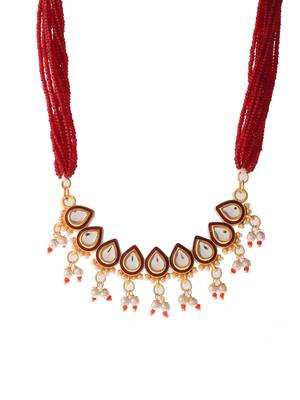 Gold plated kundan stones ethnic necklace jewellery set. 3