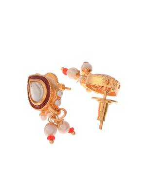 Gold plated kundan stones ethnic necklace jewellery set. 4