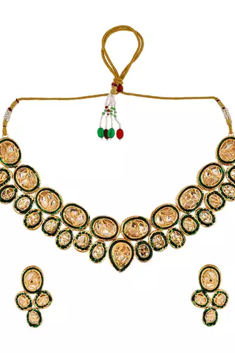Gold plated kundan jewellery set