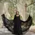 women's black faux blooming with rich sequins embroidered work gown & dupatta set