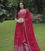 EILARA WOMEN'S PINK Faux Blooming WITH SEQUINS AND ZARI EMBROIDERY WORK DESIGNER LEHENGA CHOLI