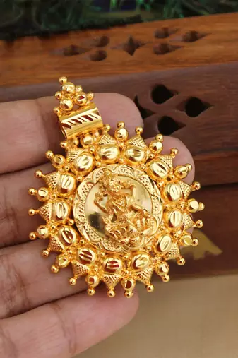 Kerala style gold platted lakshmi pendant