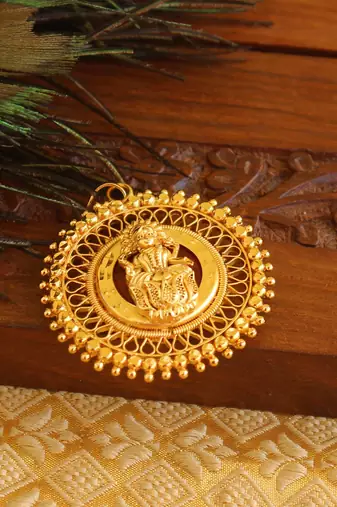 Kerala style gold platted lakshmi palakka pendant