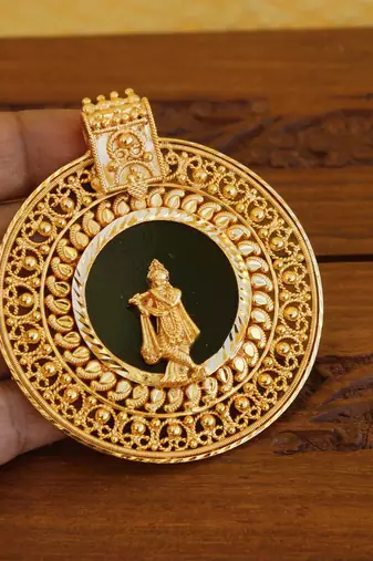Kerala style gold platted krishna palakka pendant