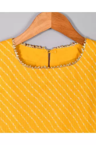 Yellow leheriya kurta gharara set