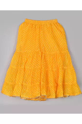 Yellow leheriya kurta gharara set
