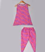 Magenta leheriya kurta dhoti set
