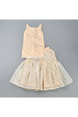 Beige floral sharara kurta set 1