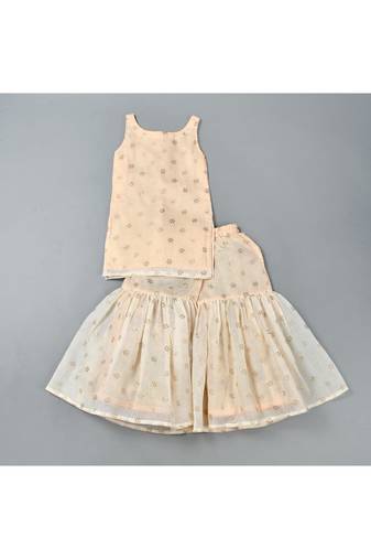 Beige floral sharara kurta set