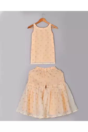 Beige floral sharara kurta set