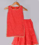 Red leheriya kurta gharara set