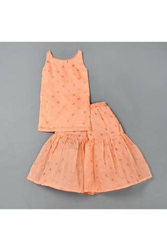 Peach kurta sharara set