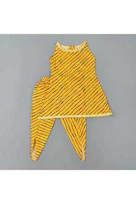 Yellow leheriya kurta dhoti set 1