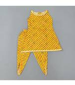 Yellow leheriya kurta dhoti set