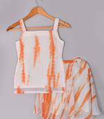 White tie dye lehenga kurta set