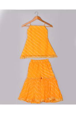 Yellow leheriya kurta sharara set 3