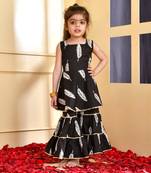 Black leaf peplum gharara set