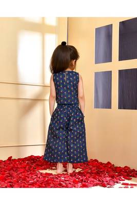 Blue block print top and trouser set 2