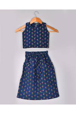 Blue block print top and trouser set 3