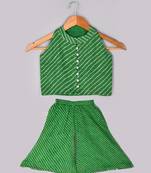 Green leheriya top and palazzo set
