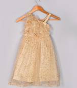 Golden floral net gown dress