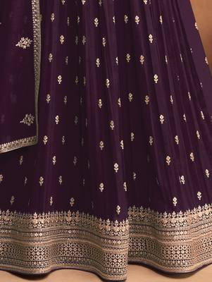 Dark Purple Georgette Zari Embroidered Anarkali Suit 3