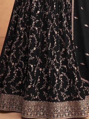 Eid Collection Black Embroidered Georgette Abaya Style Anarkali Suit 3