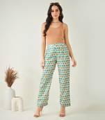 Green and brown polka dot pant