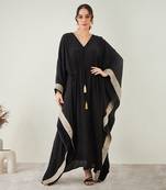 Black full length kaftan with gold lace