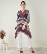 Maroon geometric kaftan tunic