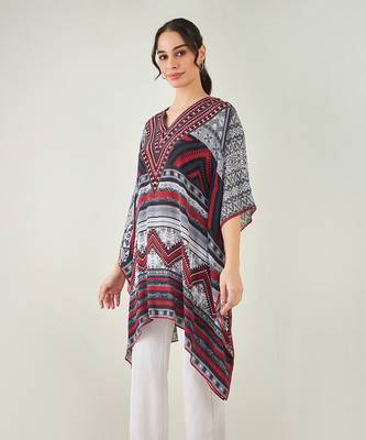 Maroon geometric kaftan tunic 2
