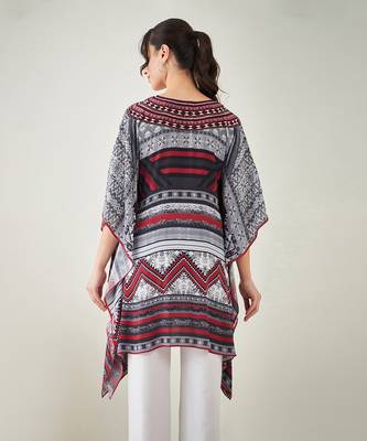 Maroon geometric kaftan tunic 4
